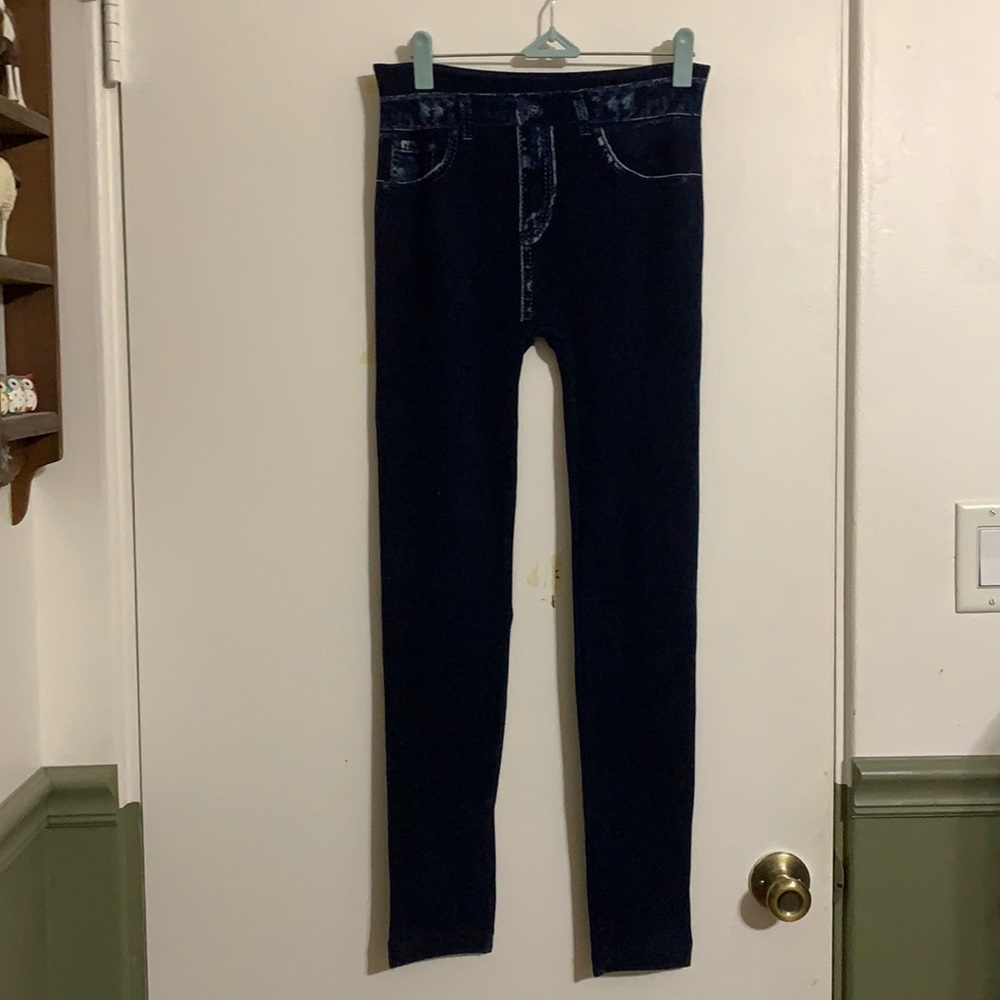 Faux denim pants